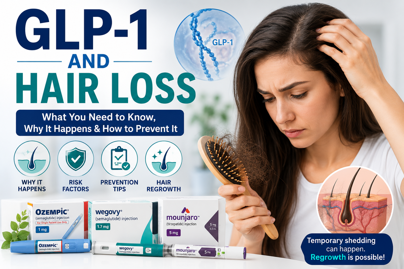 GLP-1 and Hair Loss: Causes, Prevention, and Hair Regrowth Guide