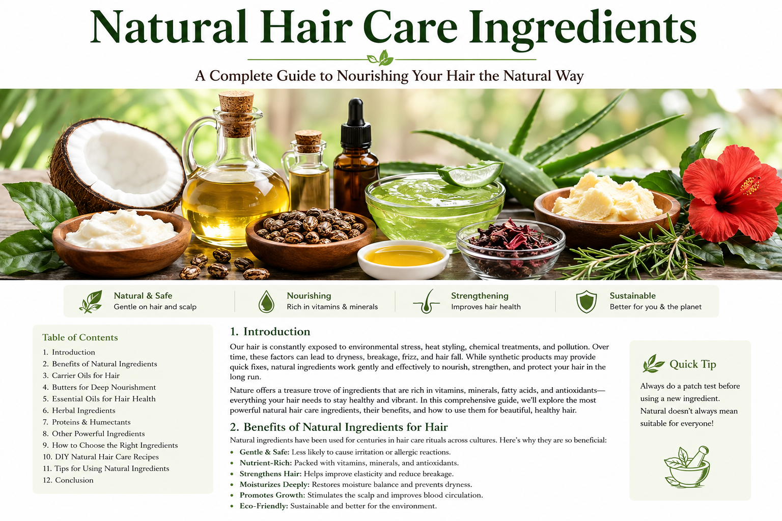 Natural Hair Care Ingredients: A Complete Guide to Healthy, Beautiful Hair Naturally