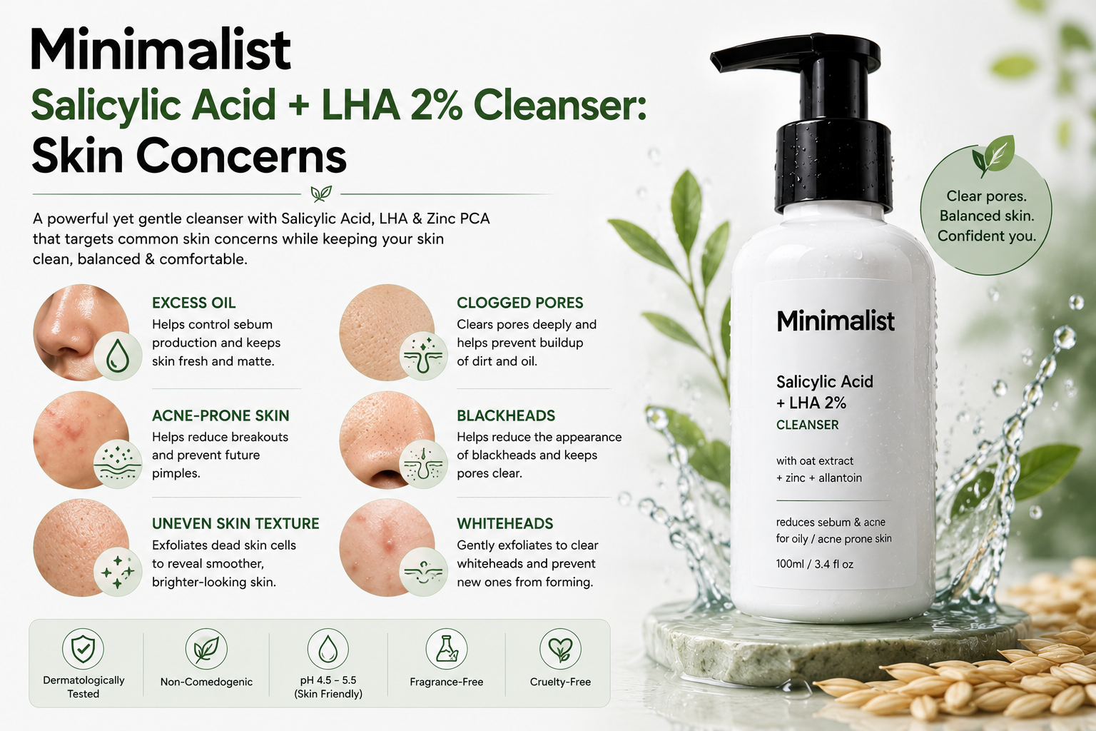Skin Concerns: What Can the Minimalist Salicylic Acid + LHA 2% Cleanser Help With?