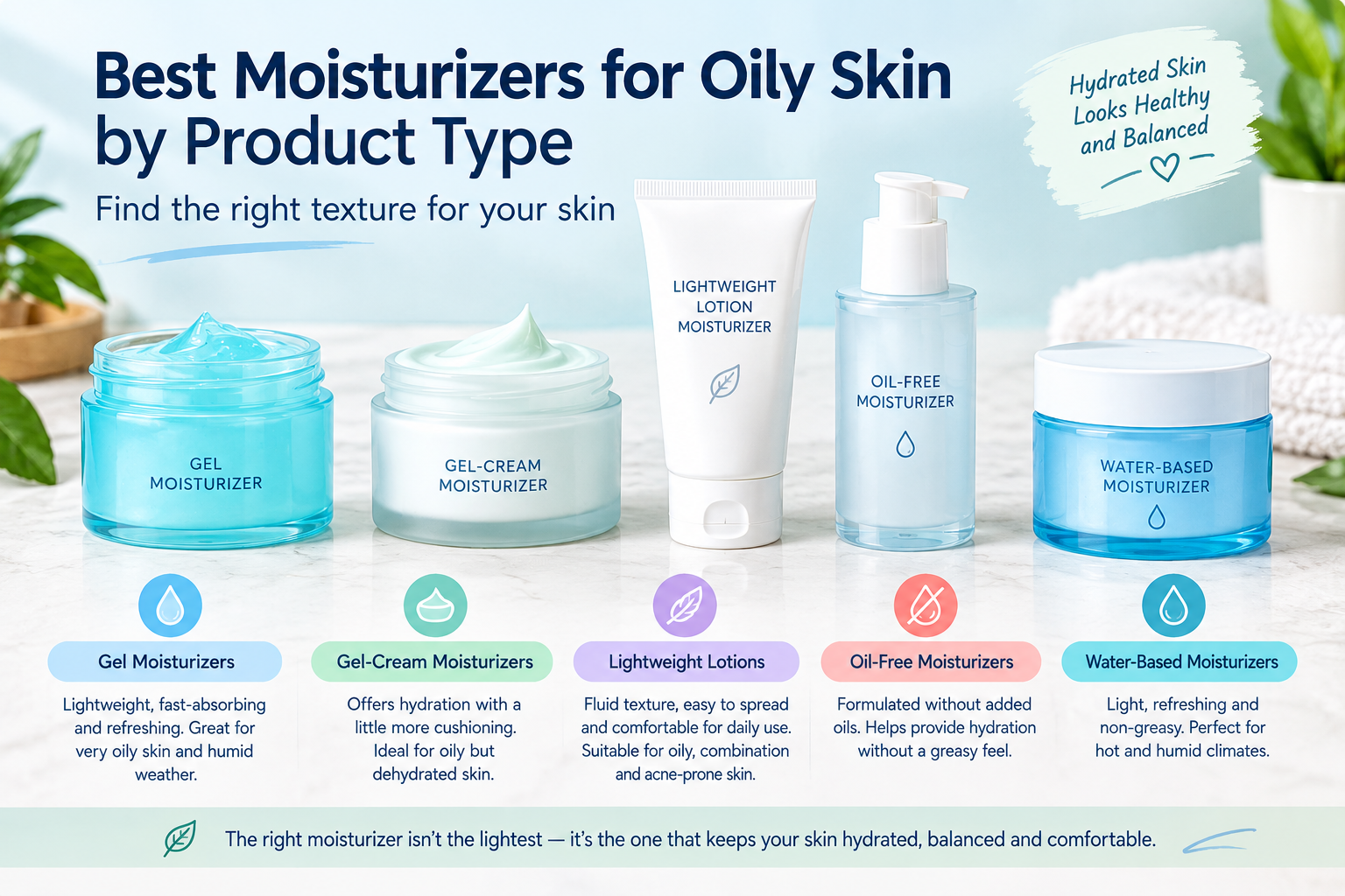 Best Moisturizers for Oily Skin by Product Type: Complete Guide