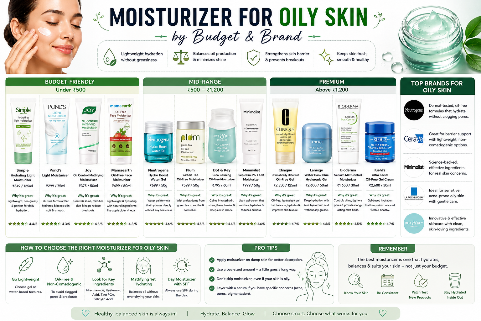 Moisturizer for Oily Skin by Budget & Brand: Buying Guide