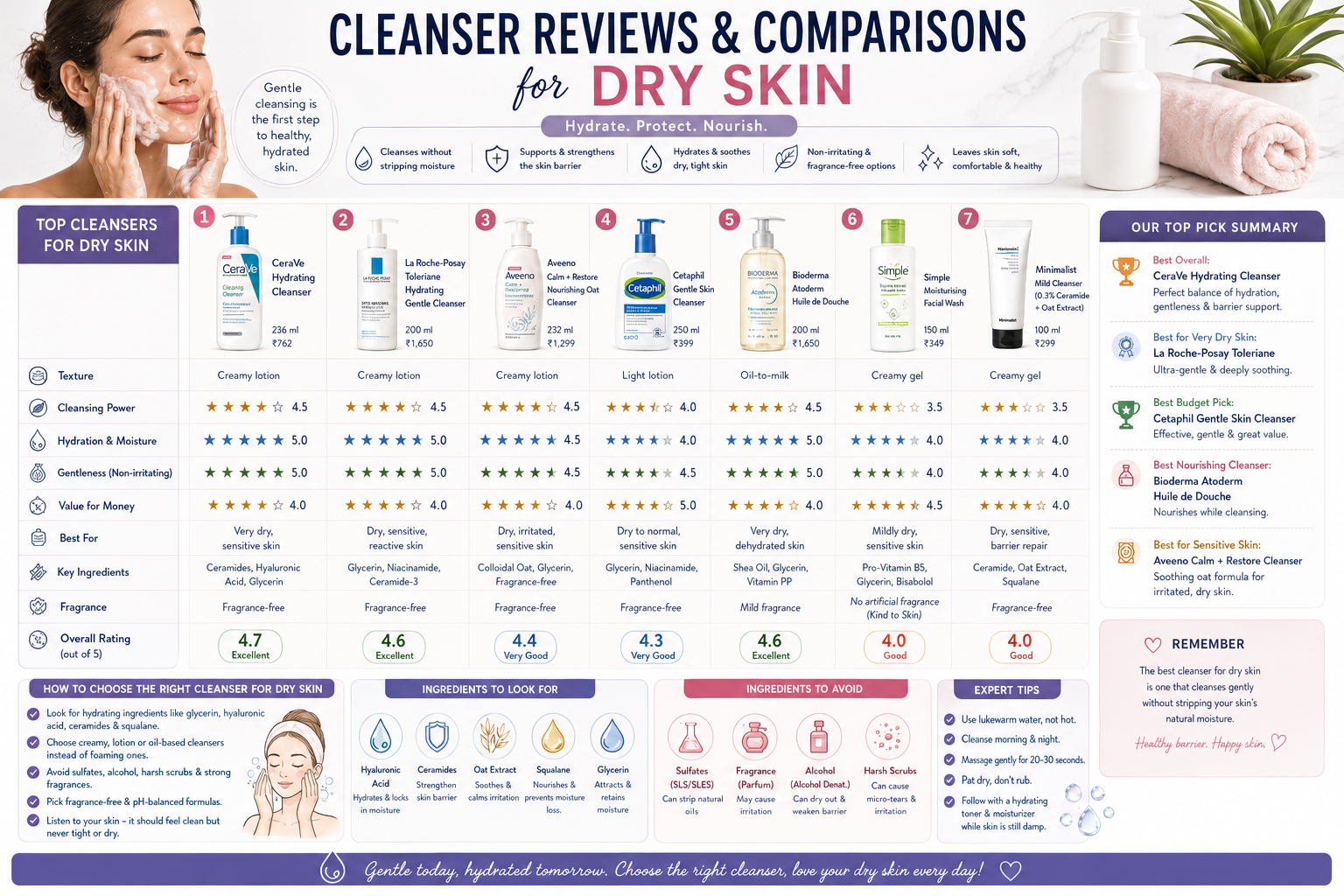 Cleanser Reviews & Comparisons for Dry Skin