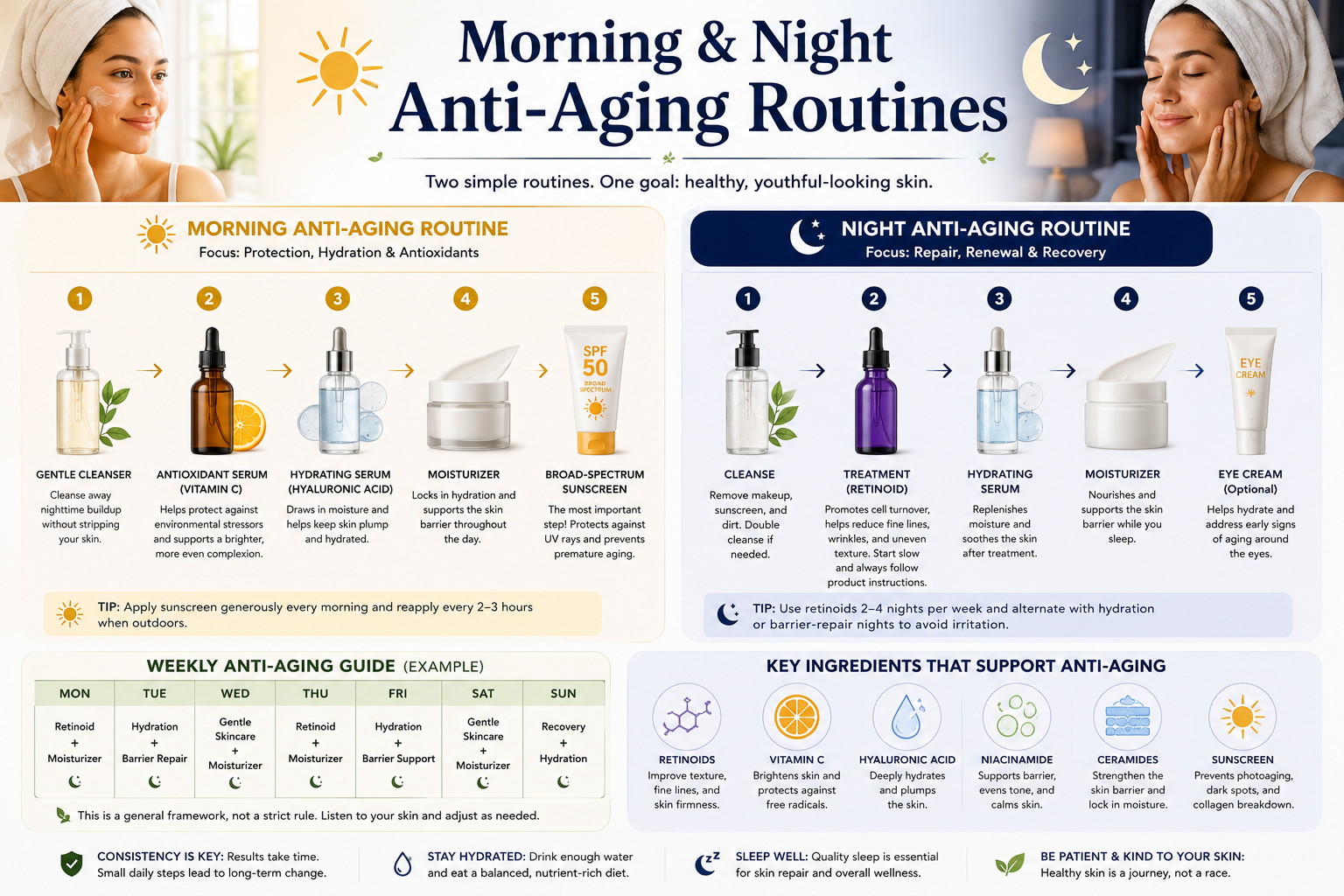 Morning & Night Anti-Aging Routines: A Simple Daily Guide for Healthier-Looking Skin