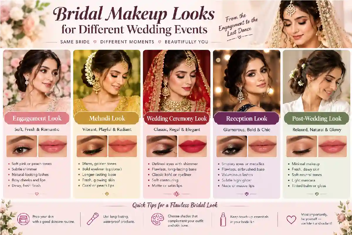 Bridal Makeup Looks for Different Wedding Events