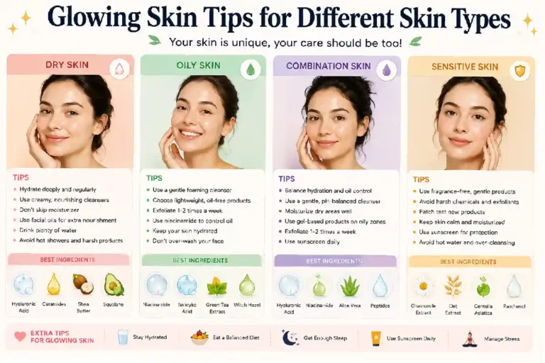 glowing skin tips for diff skin