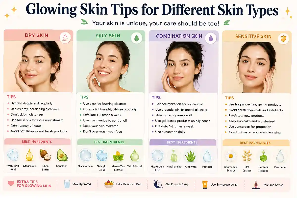 Glowing Skin Tips for Different Skin Types