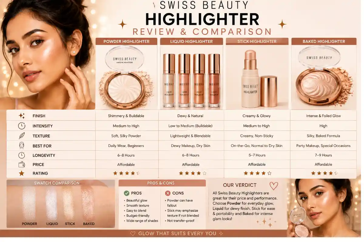 Swiss Beauty Highlighter Review & Comparison