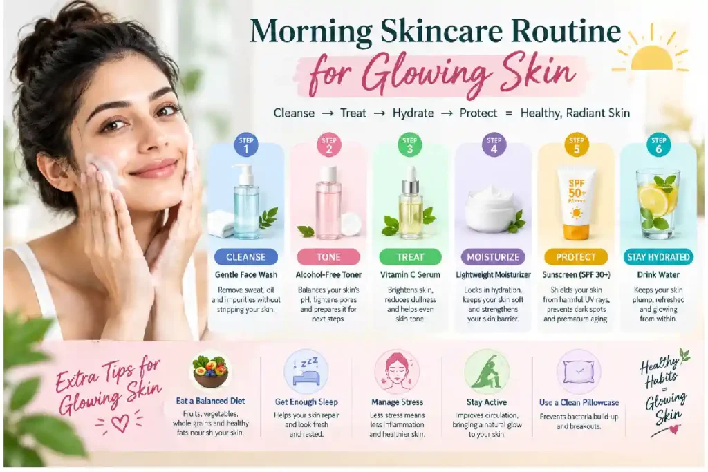 morning routine glowing skin