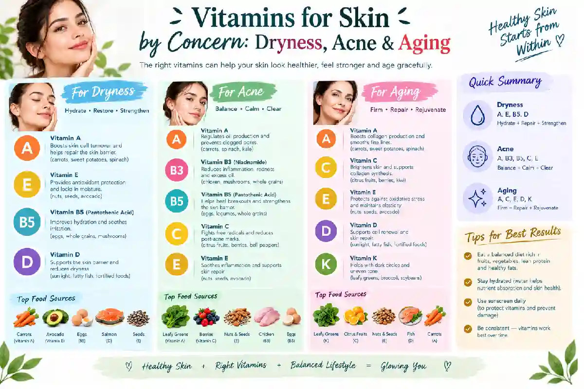 Vitamins for Skin by Concern: Dryness, Acne & Aging